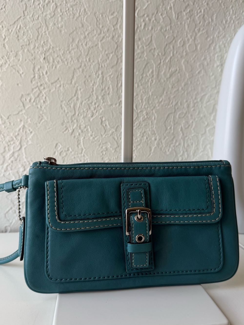 Coach RARE in a Blue Jean/Teal Wristlet Wallet Bag